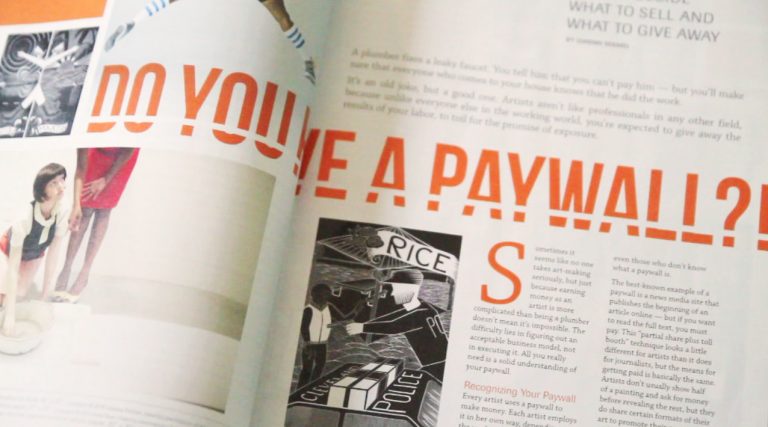 A article in Professional Artist Magazine about whether to charge for content by Justyne Fischer​ and Holly Bass Photo by Gwenn Seemel from Flickr