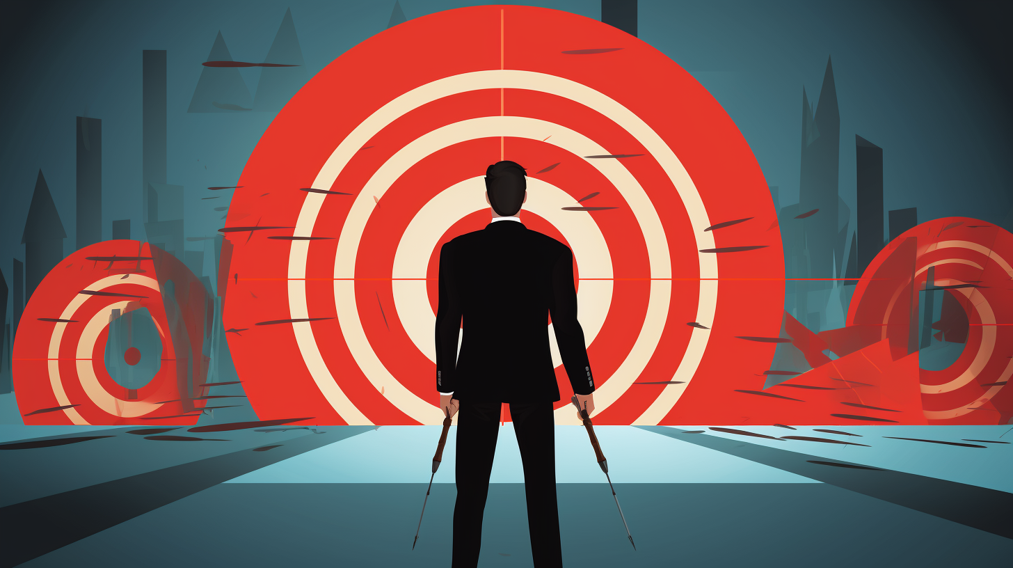 Measure what matters advises Fortune's Chief Customer Officer. Image by Discord. An archer in a business suit is drawing an arrow in a bow. The point of view is over the shoulder of the archer with an archery target in the near distance.