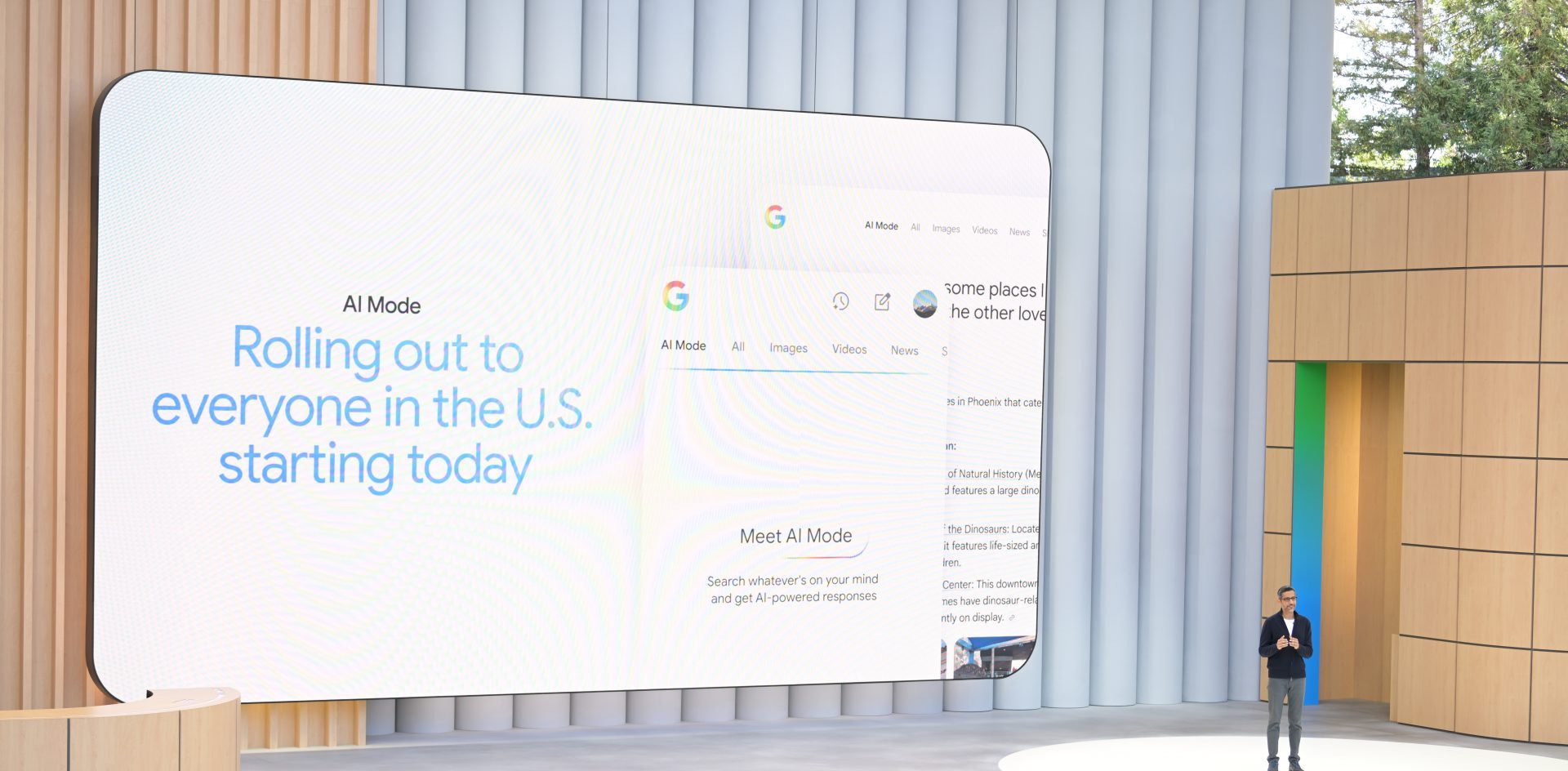 Google's CEO Sundar Pichai announced the launch of AI Mode at its IO conference in May 2025 Photo courtesy of Google